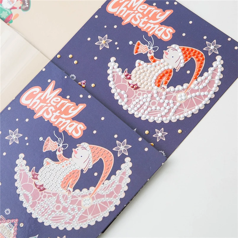 4pcs Christmas Greeting Card DIY Special Diamond Painting Embroidery Greeting Card Birthday Christmas Gift Navidad 40OCT716