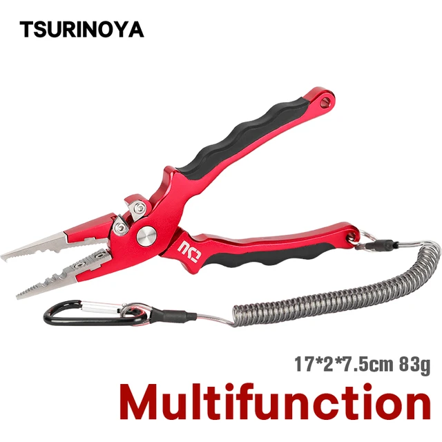 TSURINOYA Aluminum Fishing Pliers AP-170 Tungsten Carbide Braid Cutters  Crimper Hook Remover Saltwater Resistant Fishing