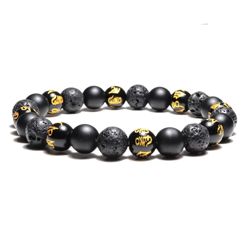 

Natural Stone Beads Bracelets For Women Men Yoga Life Energy Bracelet Black Matte Strand Braslet Camping Cool Biker Hand Jewelry
