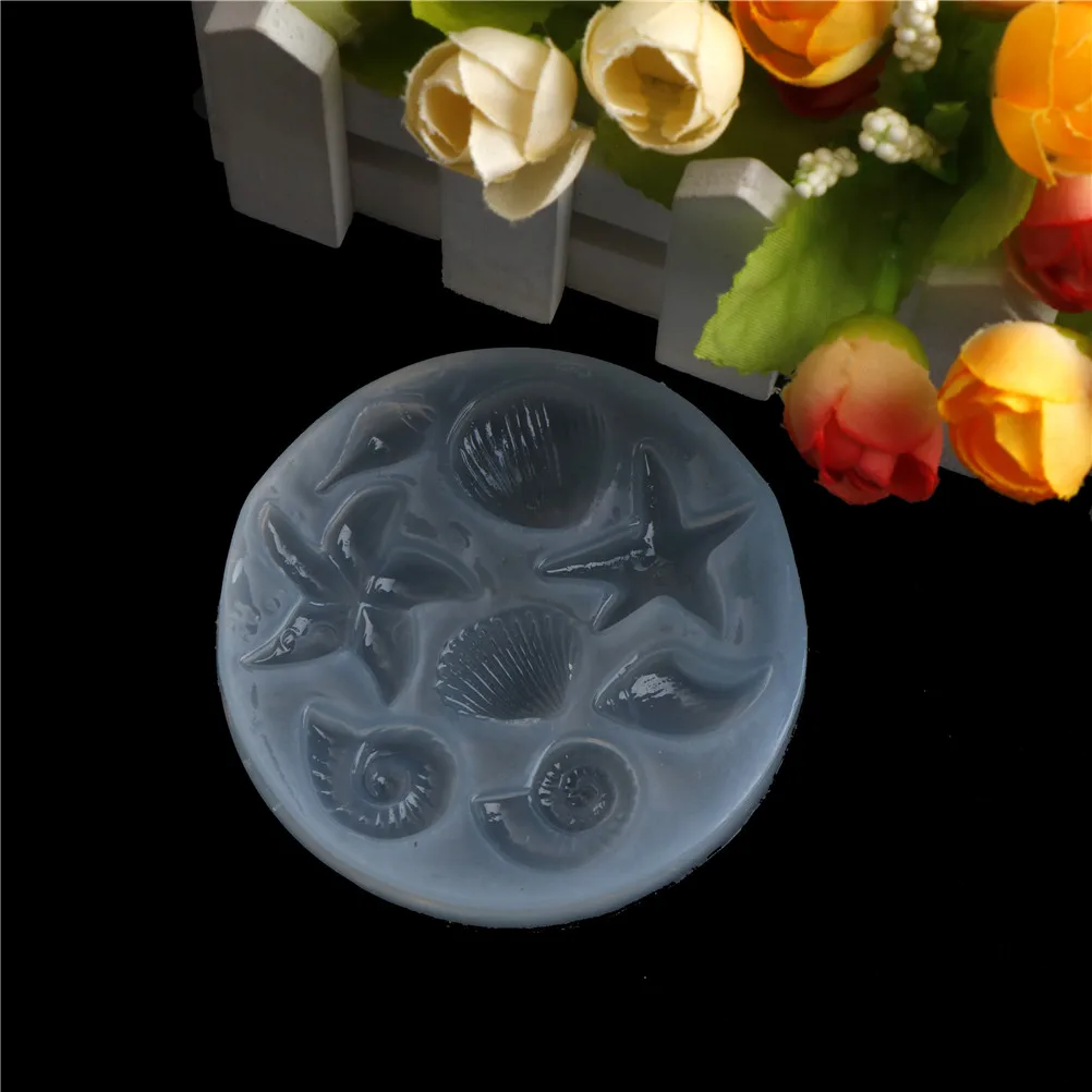 New 1pc Dolphin Sea Shell Conch Fondant Silicone Mold Cake Decoration Pendant Resin Jewelry Making Moulds Fimo Clay Tools