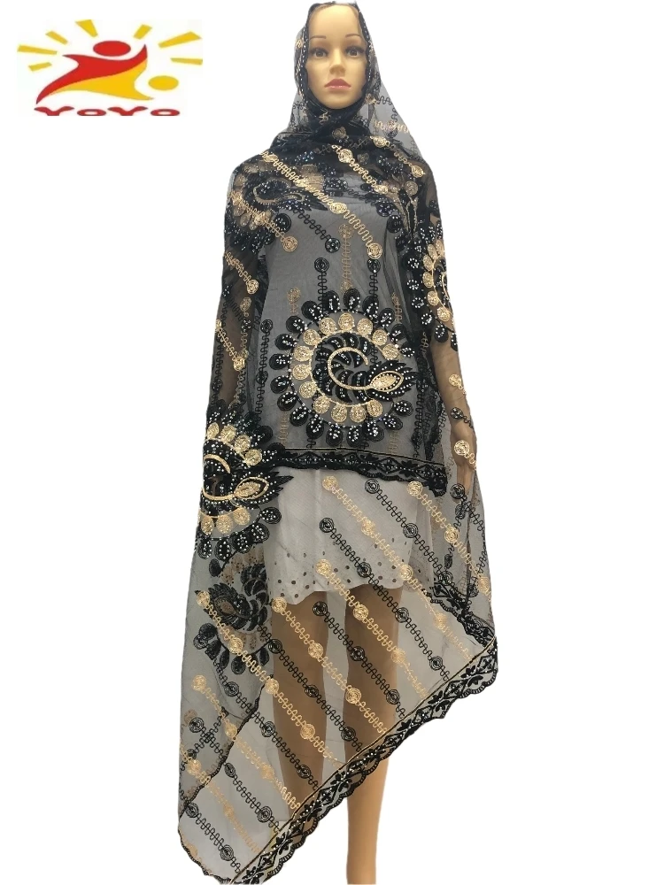 

Новинка 2021, искусственная мусульманская вышивка, искусственный хиджаб, шарф с блестками, вышивка, Детские шали HB051