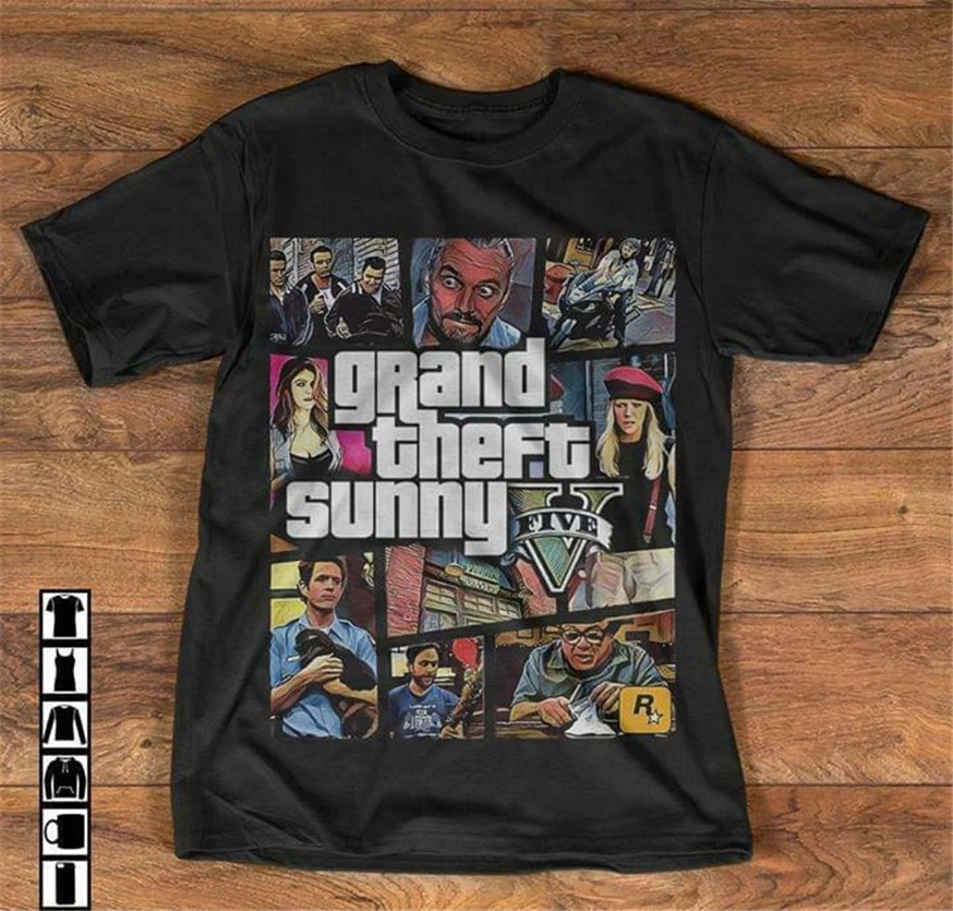 It Always Sunny In Philadelphia Grand Theft Sunny футболка Черная Мужская S-6Xl 2Xl 3Xl 4Xl 5Xl футболка