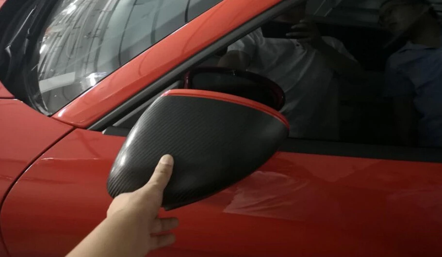 Для 718 Cayman- добавить на стиль крышка для зеркала из углеродного волокна корпус боковое зеркало заднего вида крышки