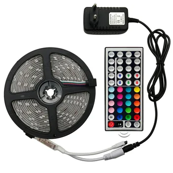 

LED Strip Light RGB 5050 SMD 2835 Flexible Ribbon fita led light strip RGB 5M 10M 15M Tape Diode DC 12V+ Remote Control +Adapter