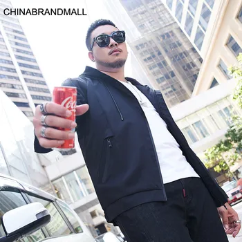 

super Brand Big size Men's Wear Windbreaker Medium Length Money with Cap Fat Plus Fat Plus Fat Male Coat Fat Man Autumn