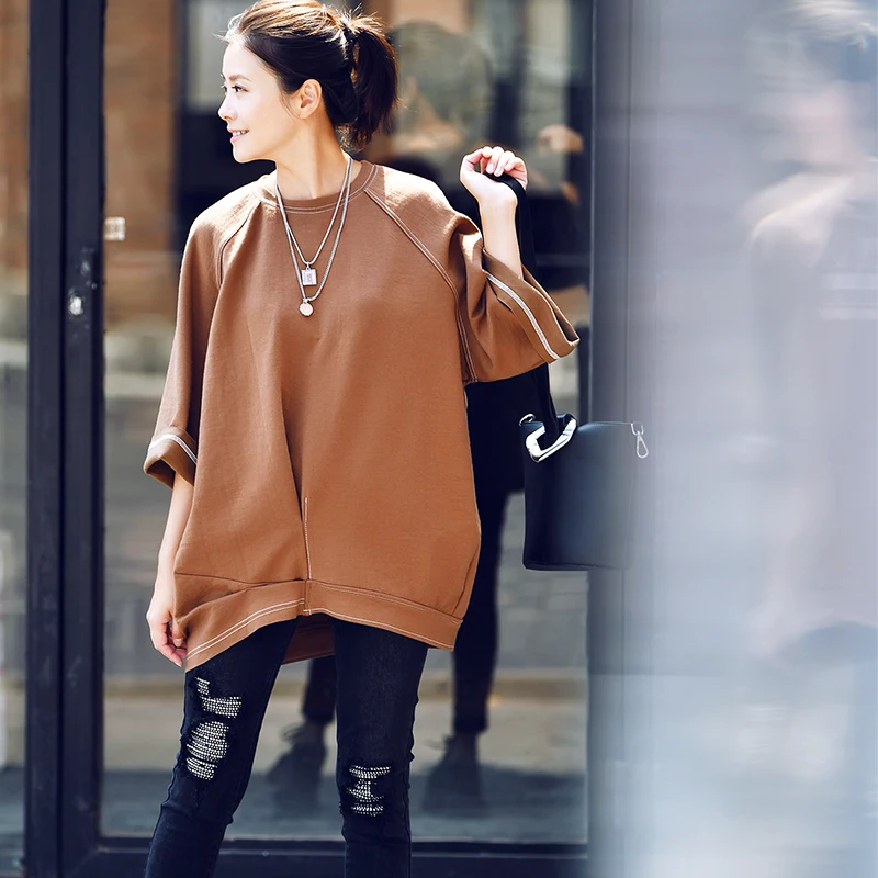 

R9773 Artistic retro line inserted shoulder seven minutes sleeve pinch pleat cocoon shape to show the thin versatile David women