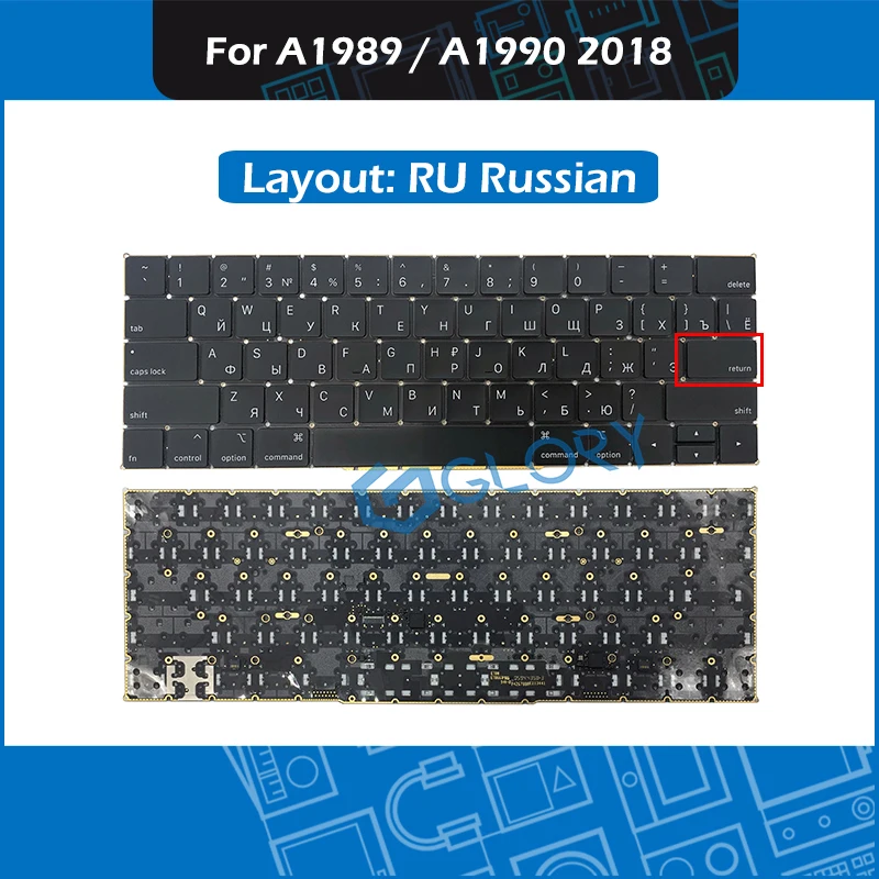 New A1989 A1990 keyboard RU Russian Small Enter key for font b Macbook b font Pro