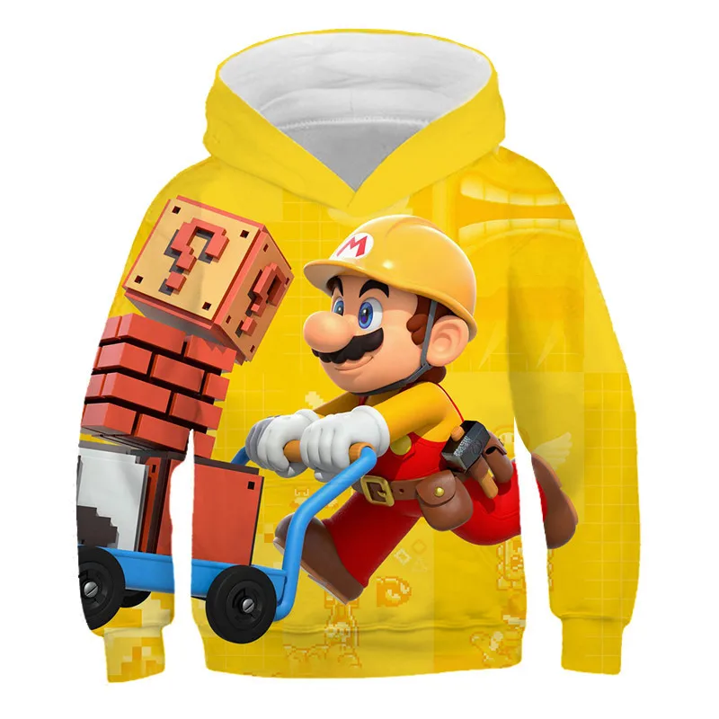 Детская толстовка с капюшоном героями мультфильмов Super Mario Bros уличная одежда для