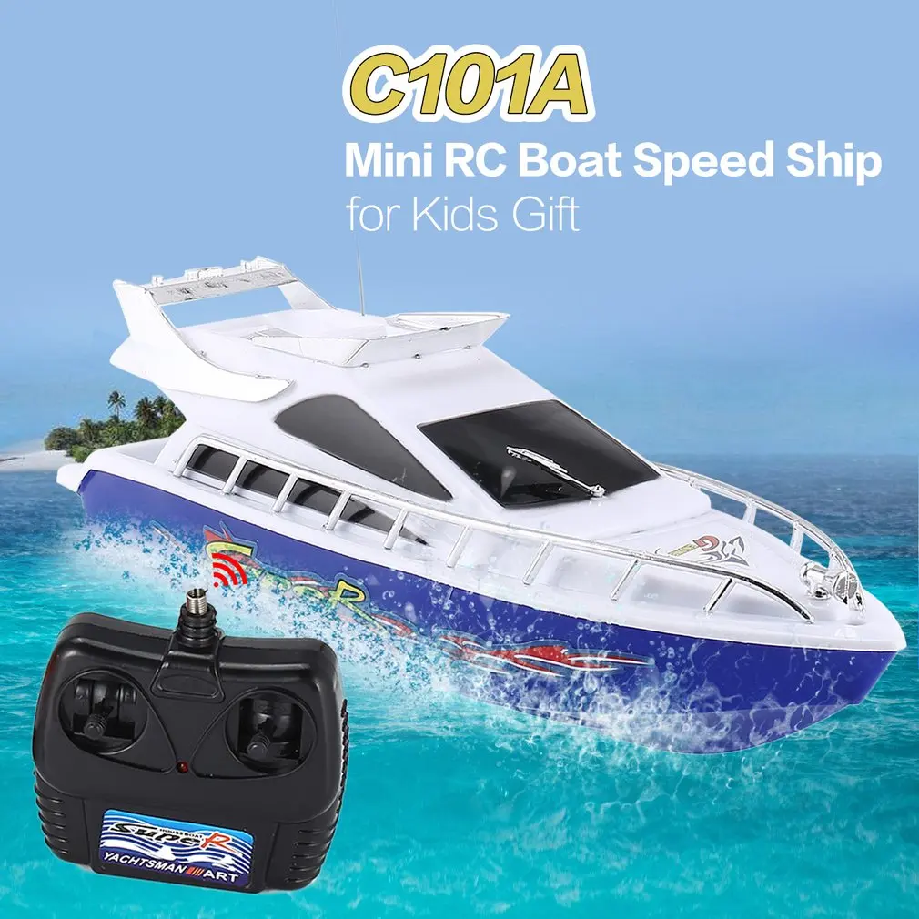 C101A Mini Radio Remote Control RC High Speed Racing Boat Speed Ship for Kids Children Gift Present Toy Simulation Model