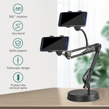 

Disc Double Universal Lazy Holder Desk Adjustable Clip Bracket Phone Holder Fill Light Mobile Phone Holder Round Bracket Table