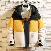 Зимняя новая мужская куртка с белым утиным пухом, Повседневная трендовая Мужская куртка с капюшоном