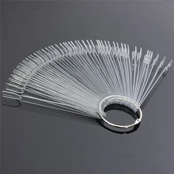 

50pcs False Nail Art Tips Stick Display Showing Shelf Polish Card Practice Fan Board Fake Polish Varnish Tool