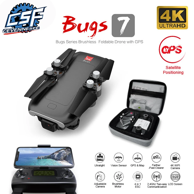 MJX Bugs 7 B7 Drone With 4K GPS 5G WIFI HD Camera Brushless Motor RC Quadcopter Professional Foldable Helicopter VS sg907 K20 | Игрушки и