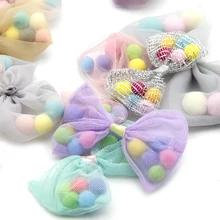 5 шт. банты из органзы с разноцветным шариком, материалы для ручных поделок для изготовления аксессуаров для волос для девочек, 5Yc7102