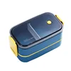 Stainless Steel Cute Lunch Box For Kids Food Container Storage Boxs Wheat Straw Material Leak-Proof Japanese Style Bento Box 6
