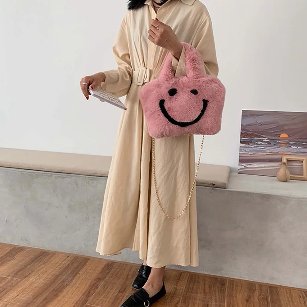 Autumn Winter Plush Shoulder Bag Small Size Cute Wild Handbags For Teens Girls High Quality Vintage Designer Messenger #A |
