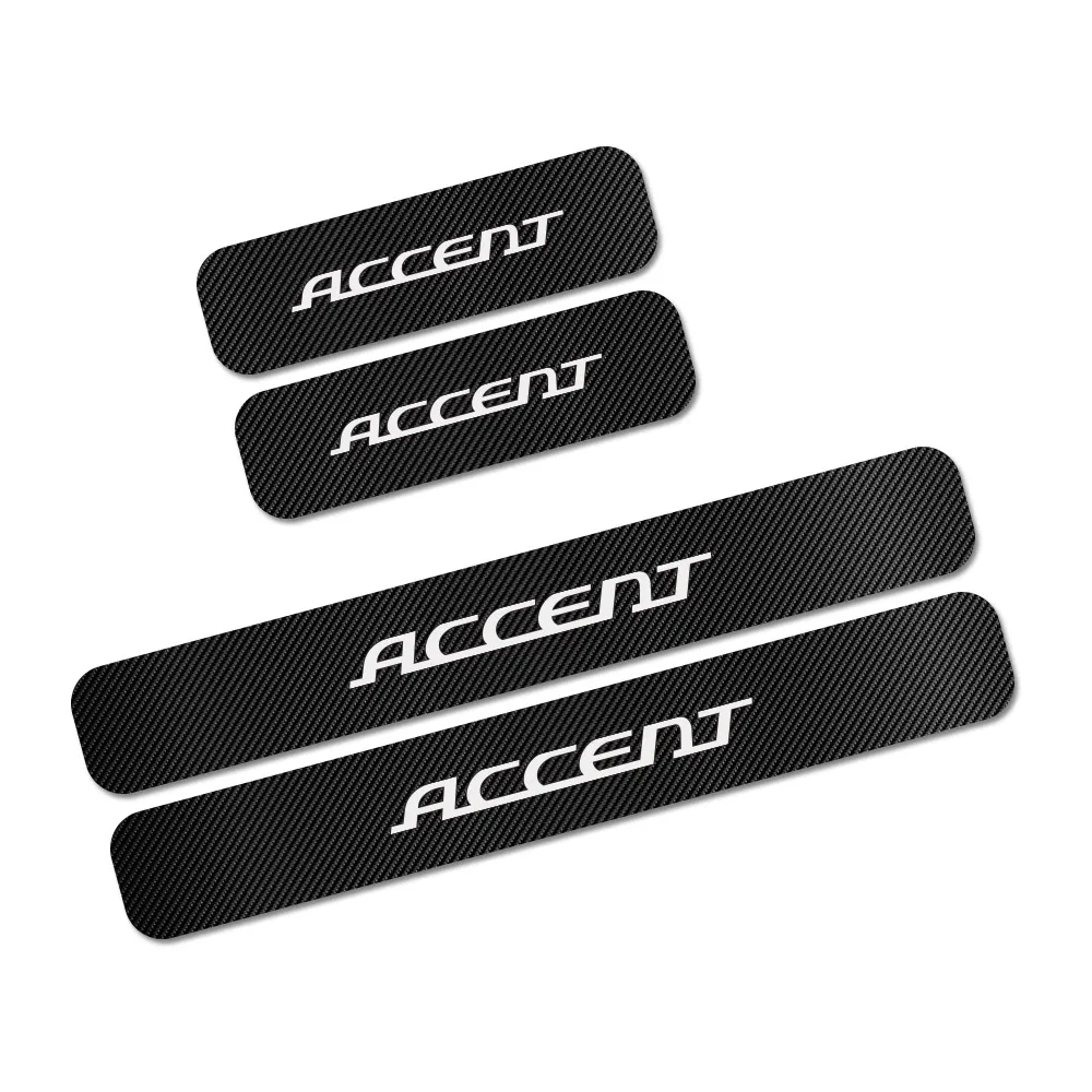 Для hyundai Accent, 4 шт., наклейки на пороги автомобиля из углеродного волокна, Авто Накладка на царапины, защитная наклейка, аксессуары для тюнинга автомобиля - Название цвета: Accent