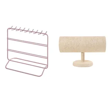 

Braided Headband Display Chain Watch T-Bar Rack Beige & Iron Art Pink Makeup Organizer Jewelry Box