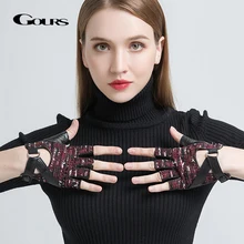 Женские перчатки на полпальца Gours, черные перчатки из натуральной козьей кожи, GSL065, зима