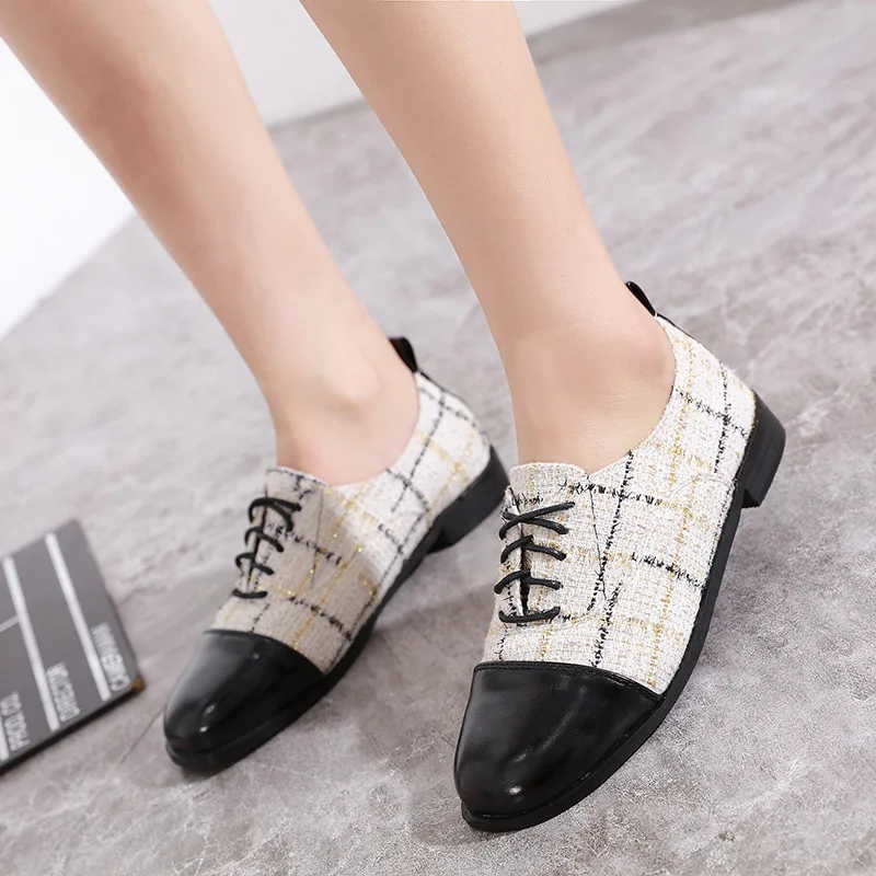 

South Korea INS Official Website Front Lace-up New Style Square Head British Style Loafers Shoes Lace-up Mixed Colors Students S