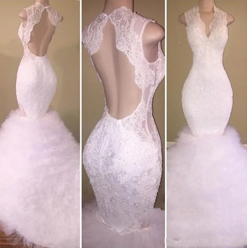 white lace prom dresses 2019