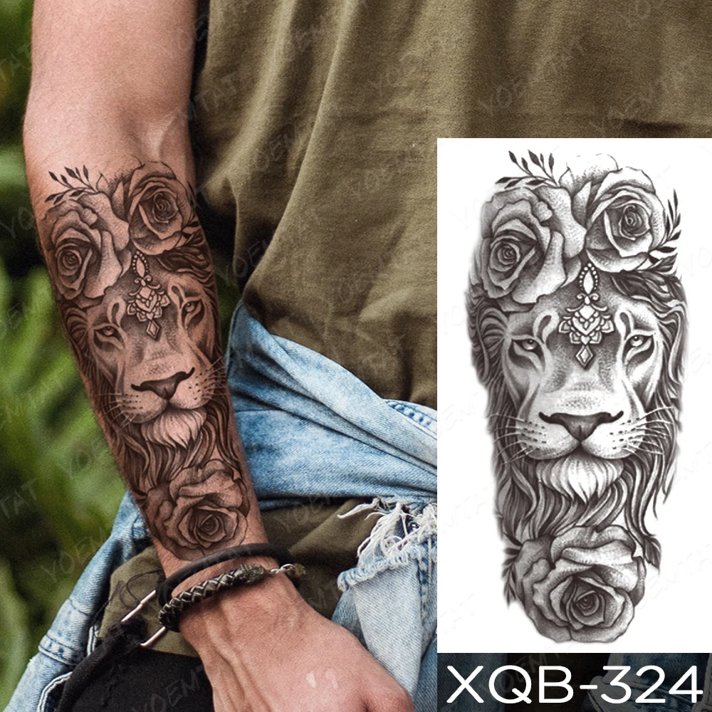 Crown King Lion Skull Bull Ring Temporary Tattoo Fake Sticker Womens Mens  Arm UK | eBay