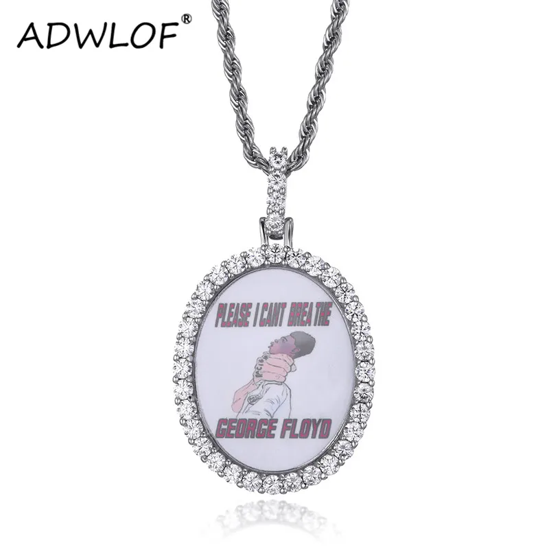 

Custom Made Photo Medallions Iced Out Cubic Zircon Gold Color color Oval Pendant & Necklace With Tennis Chain Hip hop Jewelry