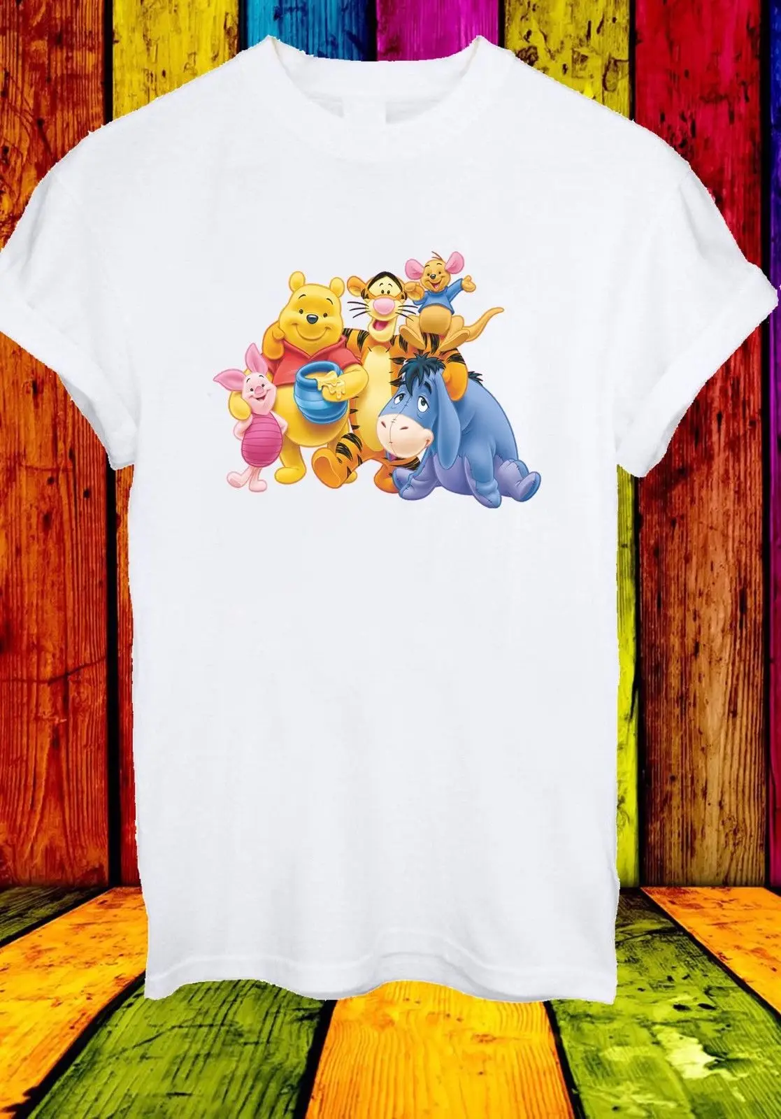 

winni the phooh Piglet Eeyore Kanga Tigger Cartoon Men Women Unisex T-shirt 710