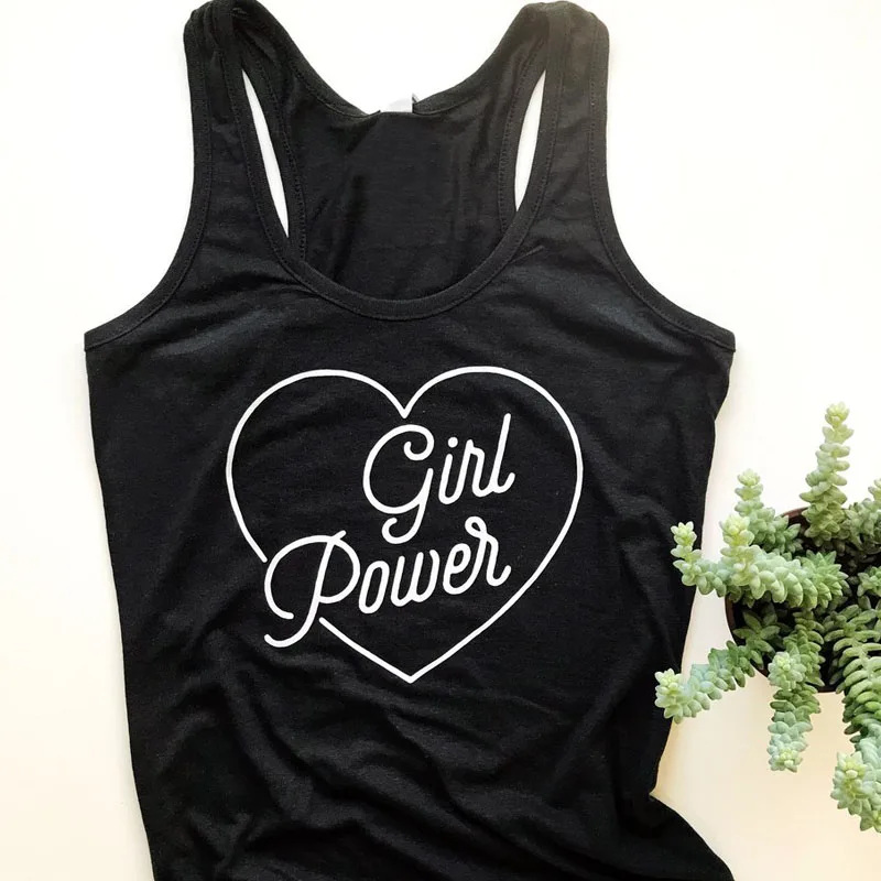 Футболка с надписью «Girl power Heart», женская мода, эстетичный стильный топ на бретелях, уличная одежда из чистого хлопка, топы без рукавов, Прямая поставка