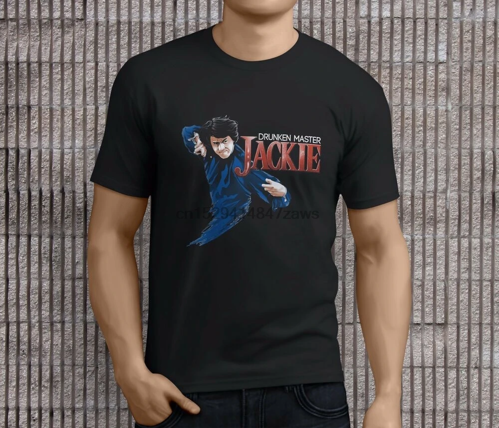 Новые Классические мужские черные футболки из фильма Пьяный мастер Джеки Чан