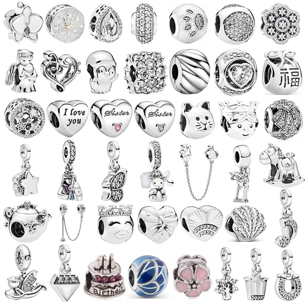 Fit Pandora Браслеты талисманы DIY женские серебряные оригинальные ювелирные изделия