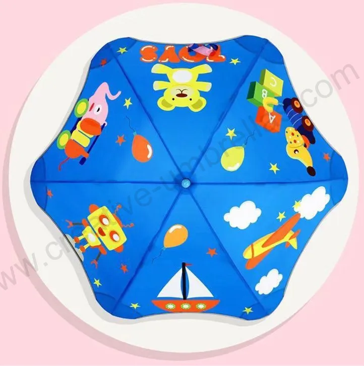 Детский круглый зонтик с изображением животных, цветов сливы, розы, защита от грома, ветрозащитный, безопасный и экологичный, детский неоновый зонтик - Цвет: Toys story Blue