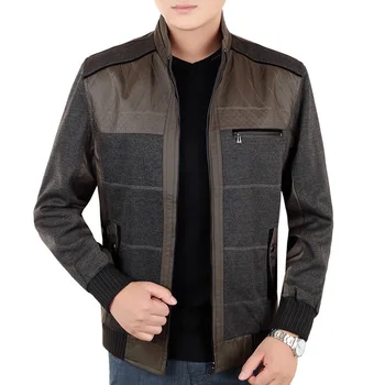 

Men Jacket Casual Thin Mens Jackets 2020 Autumn Jacket Stand Collar Middle Age Slim Plus Size HJ482