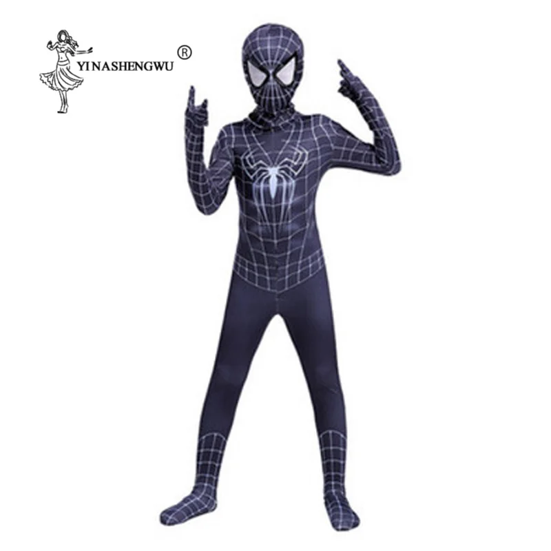 Взрослый костюм черного человека-паука летучая мышь Черный Человек-паук Супермен костюм на Хэллоуин для детей супергерой Аниме Косплей Костюм-комбинезон
