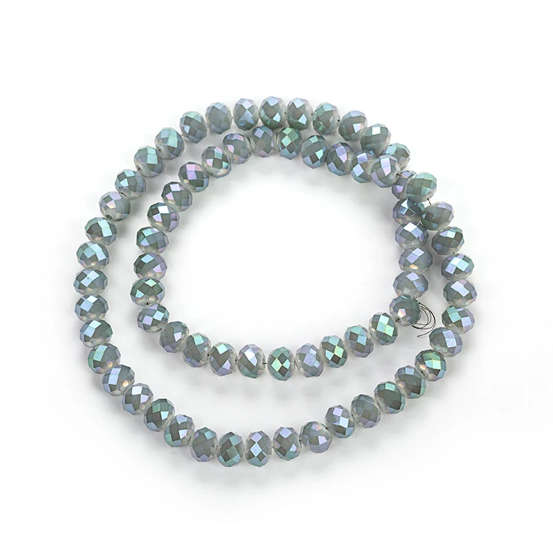 white green 1 нитка 2X3 мм/3X4 мм/4X6 мм/6X8 мм хрустальные бусины Rondelle стеклянные бусины для изготовления ювелирных изделий Diy бисер оптом - Цвет: white green