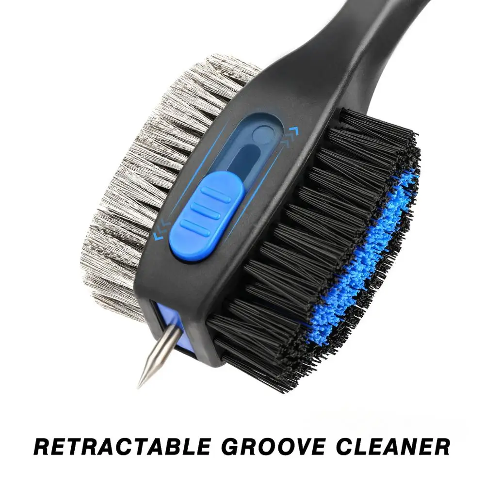 Champkey BRUSHTECH Polymer Golf Brush Skull Series Oversized Brush Head,Comfortable Hand Grip & Retractable Groove Cleaner