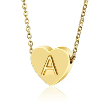 

Initial letter necklace stainless steel gold color heart 26 capital alphabet pendant necklace for women minimalist elegant