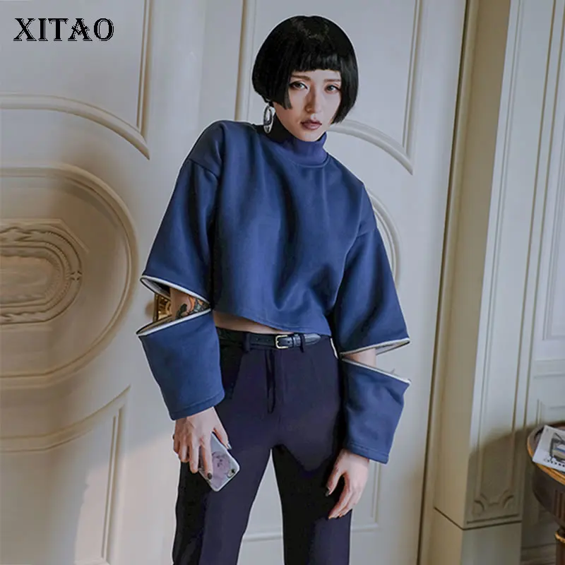 XITAO Tide выдалбливают свитер женская одежда 2019 водолазка воротник индивидуальная