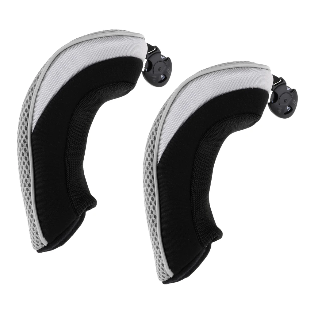2pcs Mesh Golf Club Head Cover Hybrid Utility Headcover Protector Case with Interchangeable Number Tag Gray