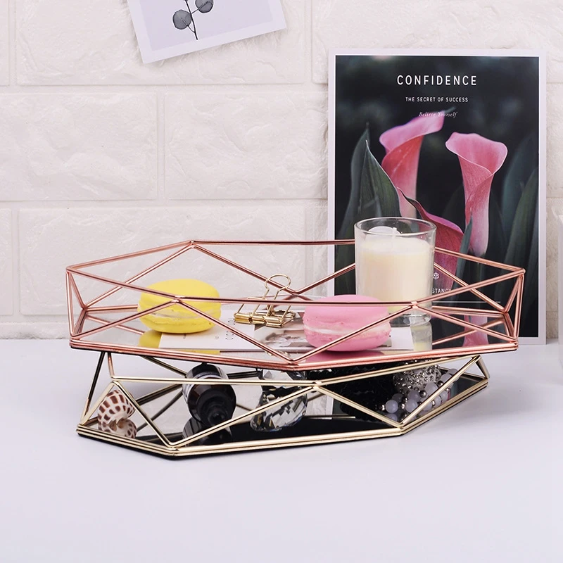 Лидер продаж, 1 шт., Европейский 3D металлический подсвечник, настенный подсвечник, геометрический чайный светильник, домашний декор и 1 шт., стекло, медь, геометрическая форма, гекса