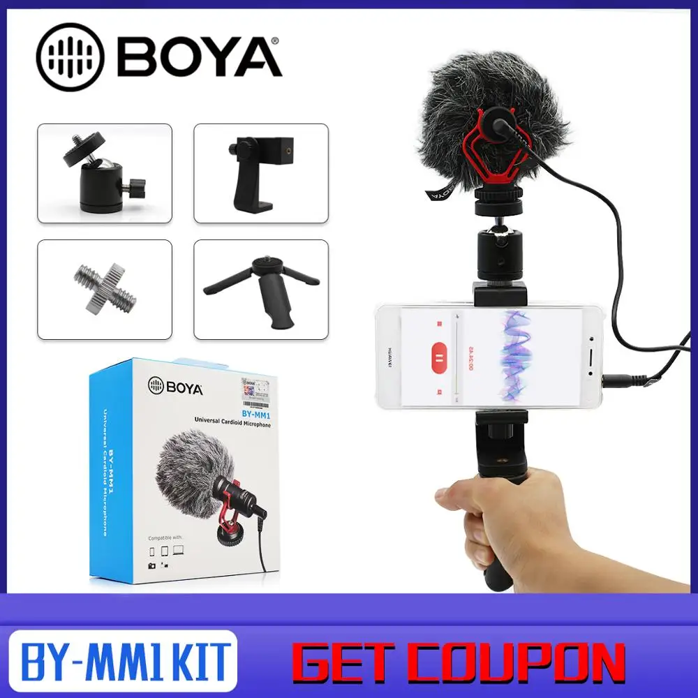 

BOYA BY-MM1 Kit Cardioid Microphone for Smartphone DJI Osmo Nikon Canon DSLR Youtube Vlogging Recording 3.5MM audio cable