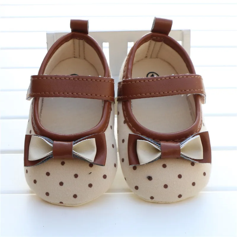 bowknot Polka Dots newborn baby girl moccasins