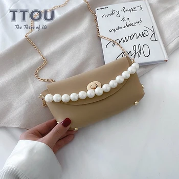 

Elegant Small Bag For Women 2020 Korean Chain Shoulder Bag Female Fashion Casual Luxury Handbags Purse Pearl Tote Handbags