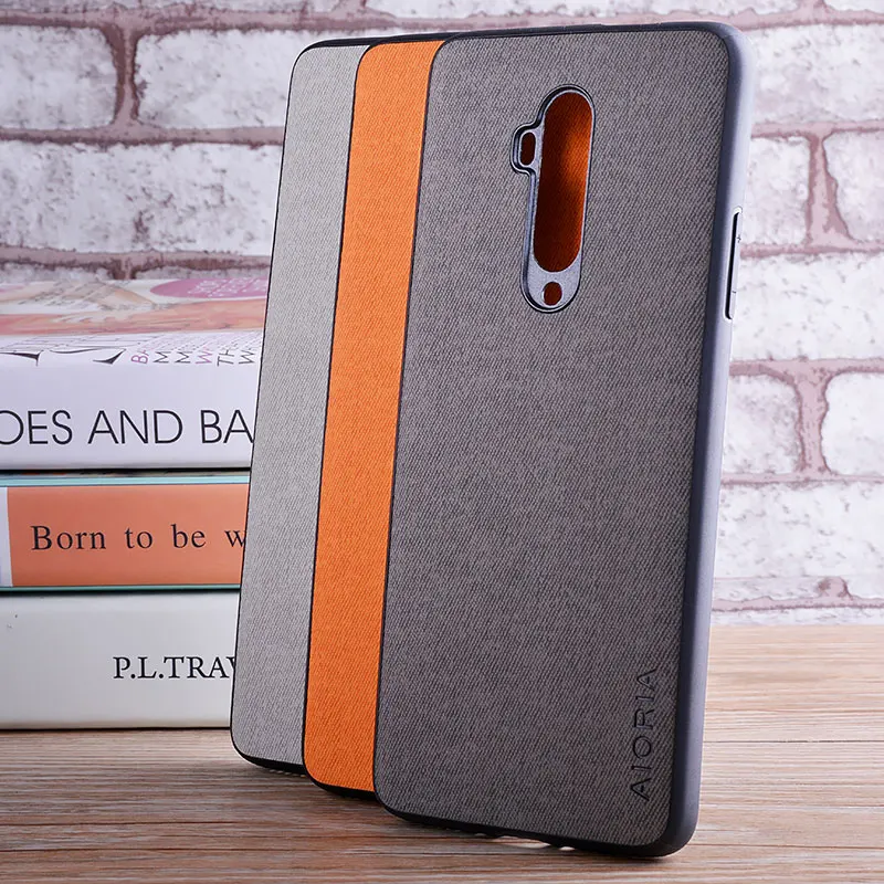 

Case for Oneplus 7T Pro coque Luxury textile Leather skin soft TPU hard PC phone cover for oneplus 7t pro case funda capa
