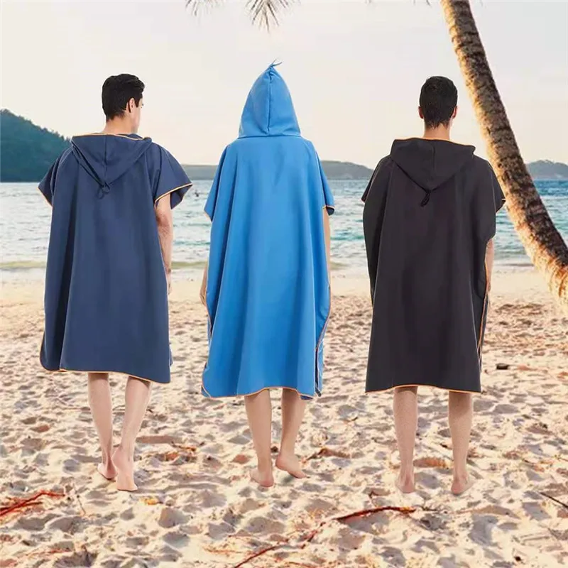 

Microfiber Quick Dry Wetsuit Changing Robe Poncho towel With Hood for Swim, Beach, Lightweight, Fast Absorbing Beach Surf Poncho