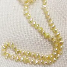 7 мм желтое барочное жемчужное колье ожерелье натуральный пресноводный жемчуг женские ювелирные изделия 35-42 см 14-17 дюймов