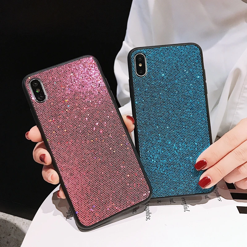 Bling Color Glitter Sequins Sparkling Soft Silicone TPU Phone Case Cover For iPhone 6 6s 7 8 Plus X 10 XS XR Max Fundas |