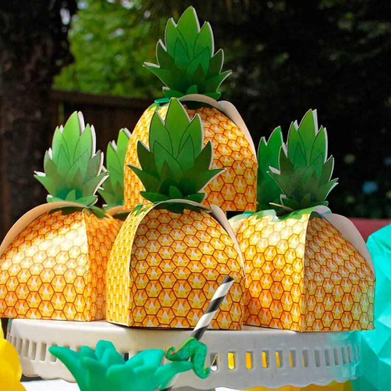 

10pcs Pineapple Candy Box Hawaii Tropical Party Wedding Birthday Gift Boxes Beach Party Decorations Supplies