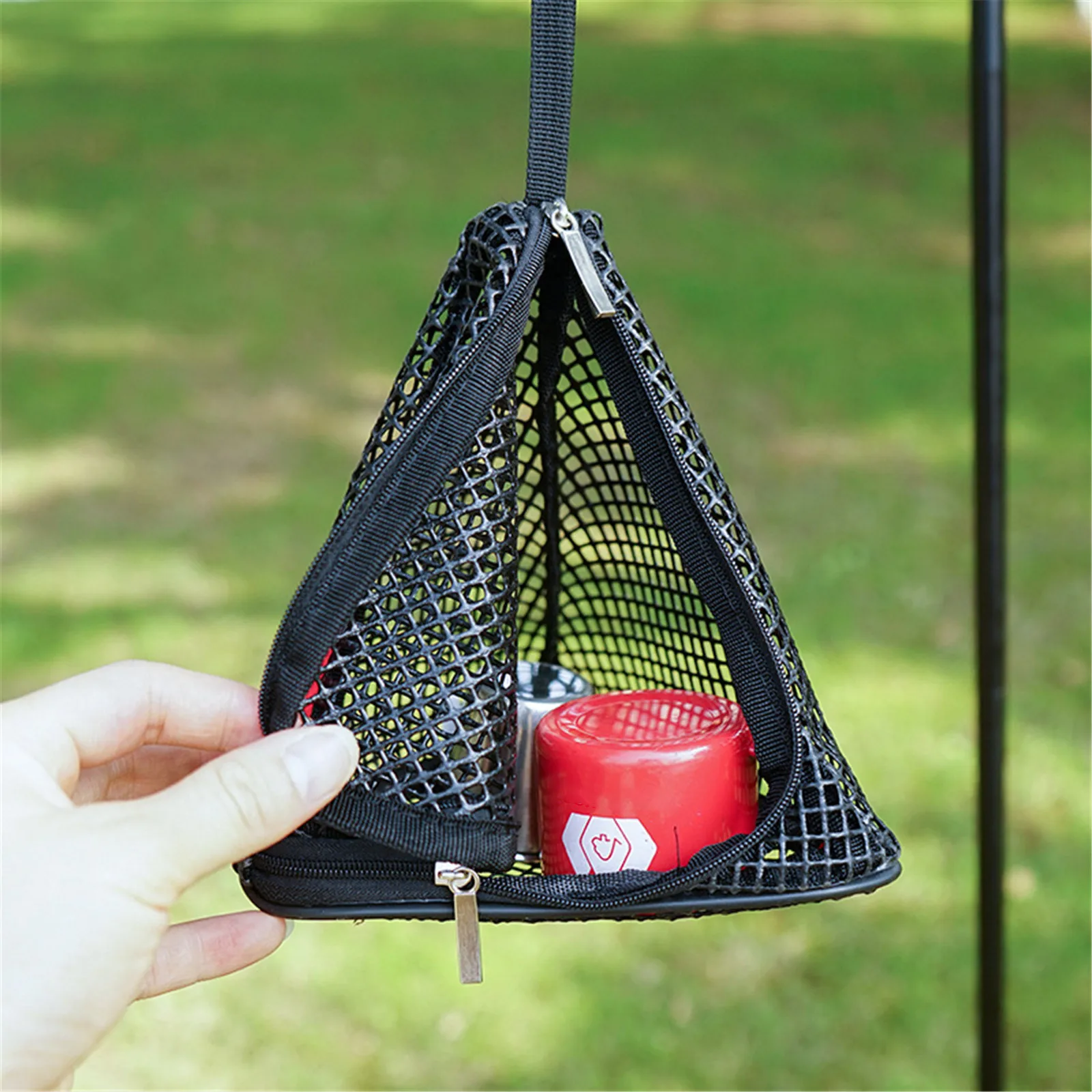 Medium Trumpet Portable Outdoor Triangular Drying Net Black Foldable