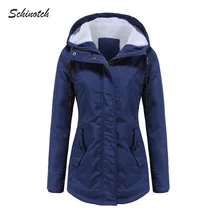 

Schinotch Women Jacket Winter Thick Warm Velvet Outwear Hooded Waterproof Parkas Coat Lady's Plus Size Clothes